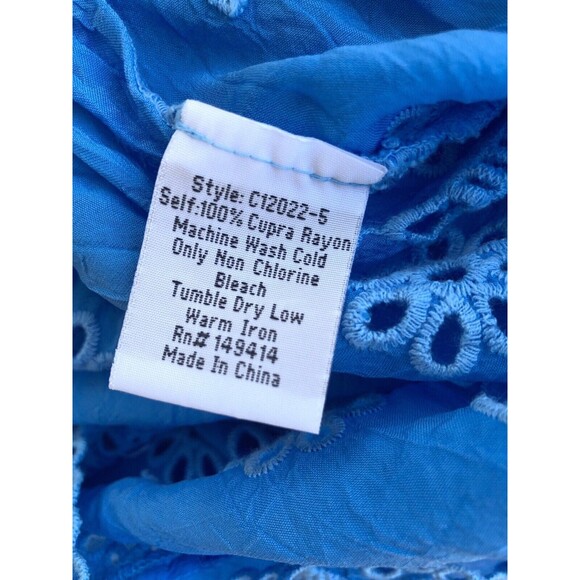 JOHNNY WAS Blue HAPPY SIA Square Neck Eyelet Blouse Eyelet Lace Medium - Picture 10 of 11